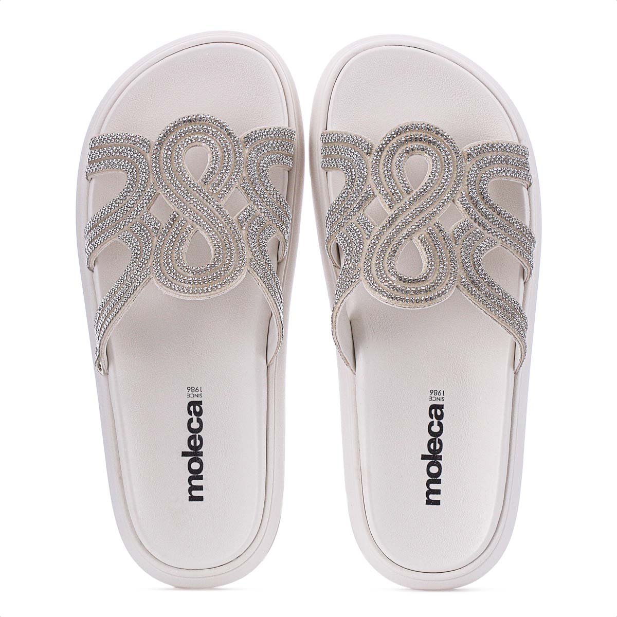 Sandalia Moleca Papete Strass 5469.134 Branco - Feminino Branco 6