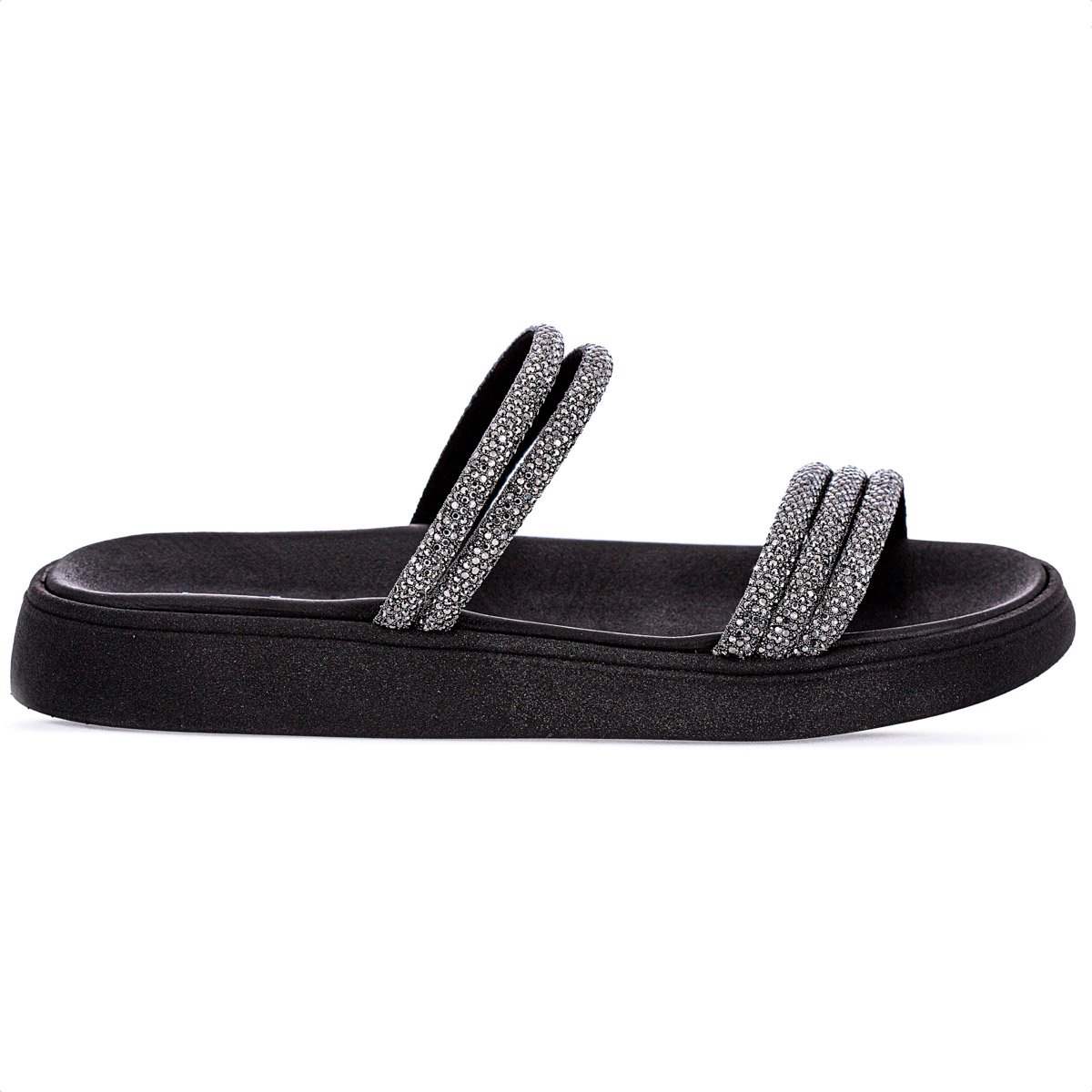 Sandalia Moleca Papete Tira Strass 5469.135 Preto - Feminino Preto 2