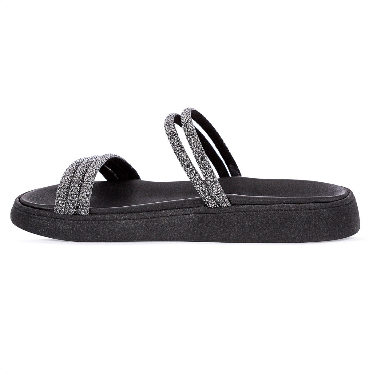 Sandalia Moleca Papete Tira Strass 5469.135 Preto - Feminino Preto 3