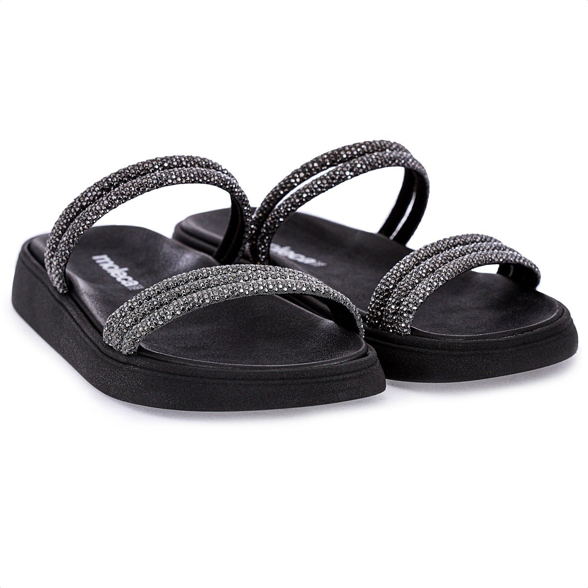 Sandalia Moleca Papete Tira Strass 5469.135 Preto - Feminino Preto 4