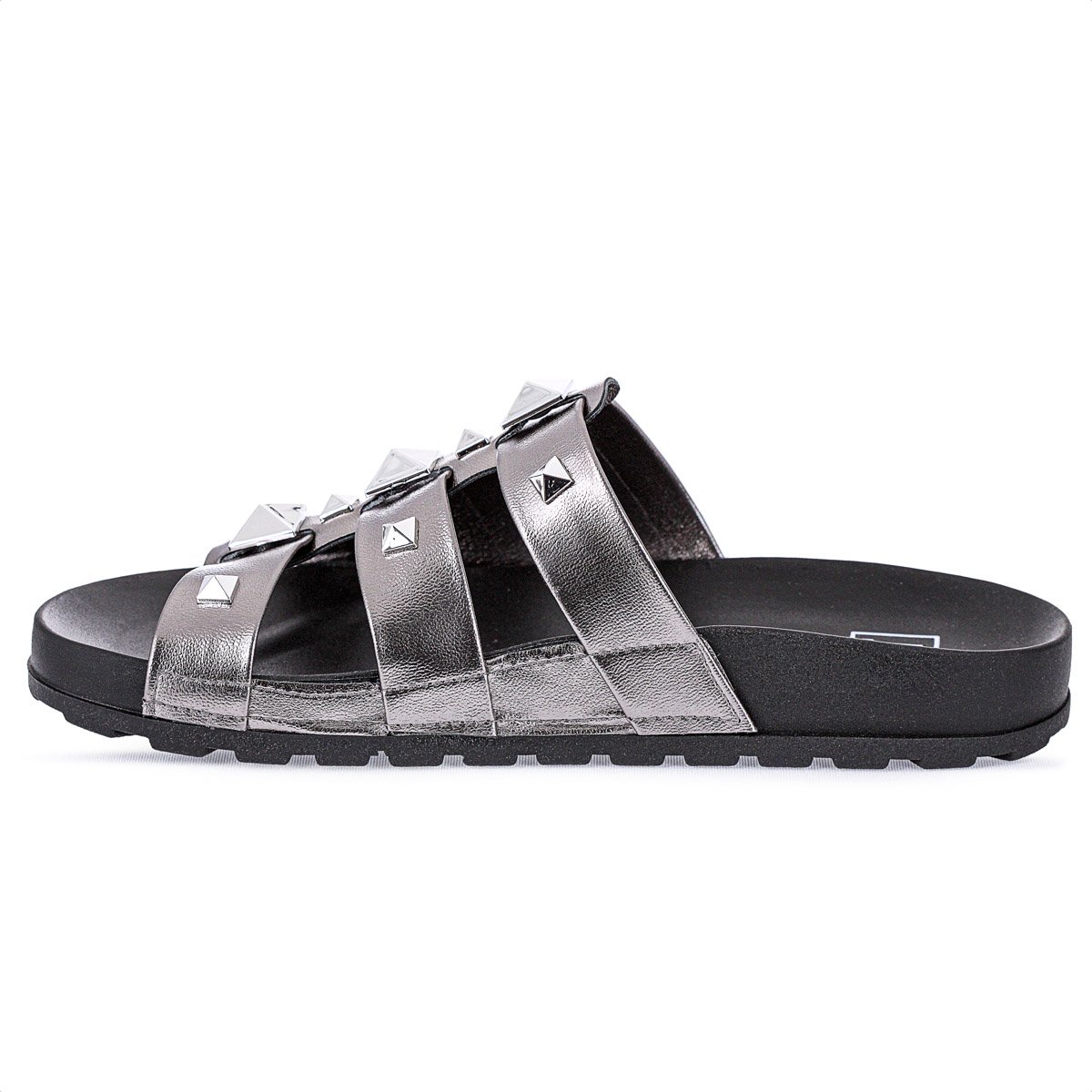 Sandalia Moleca Papete Spikes Grafite - Feminino Prata 3
