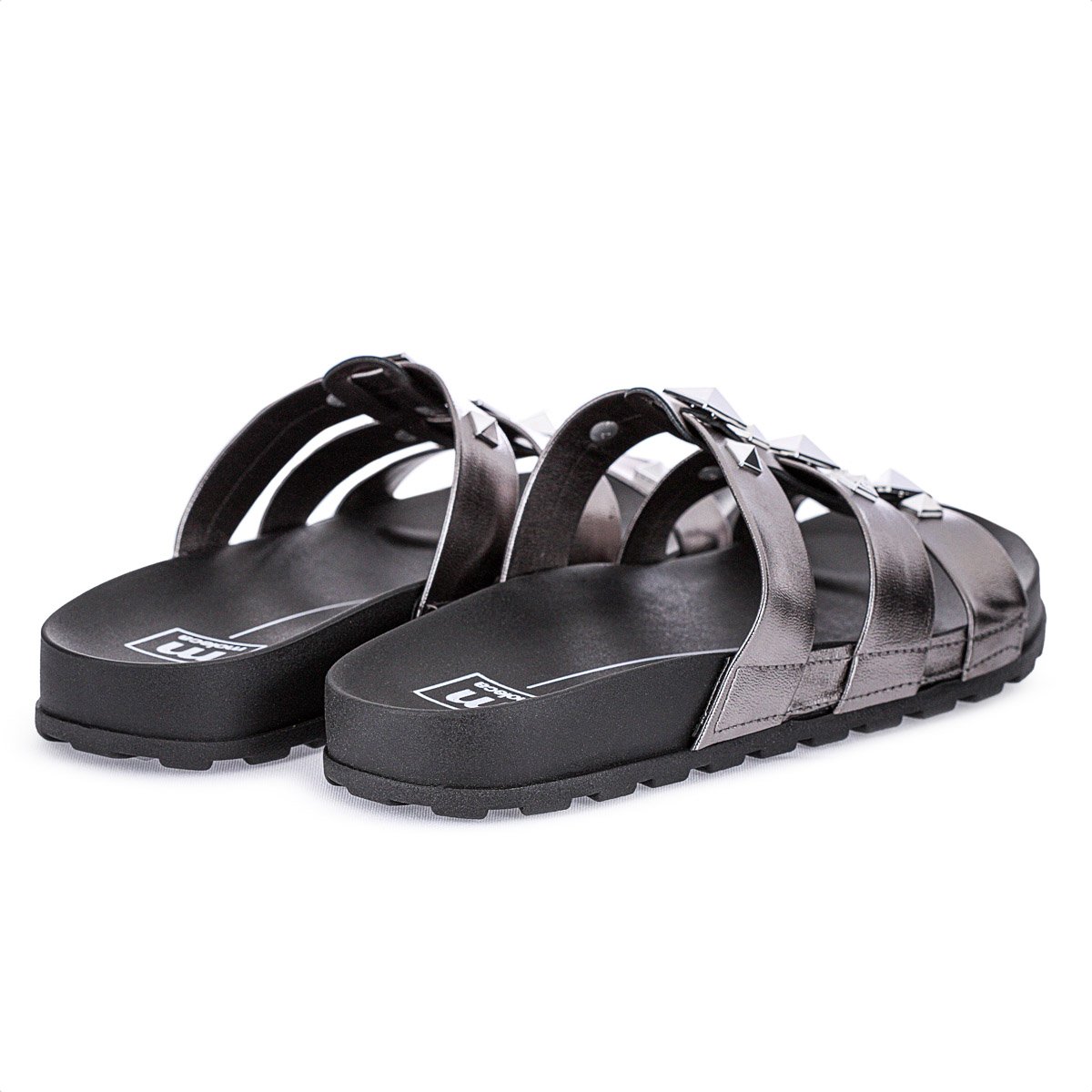 Sandalia Moleca Papete Spikes Grafite - Feminino Prata 5