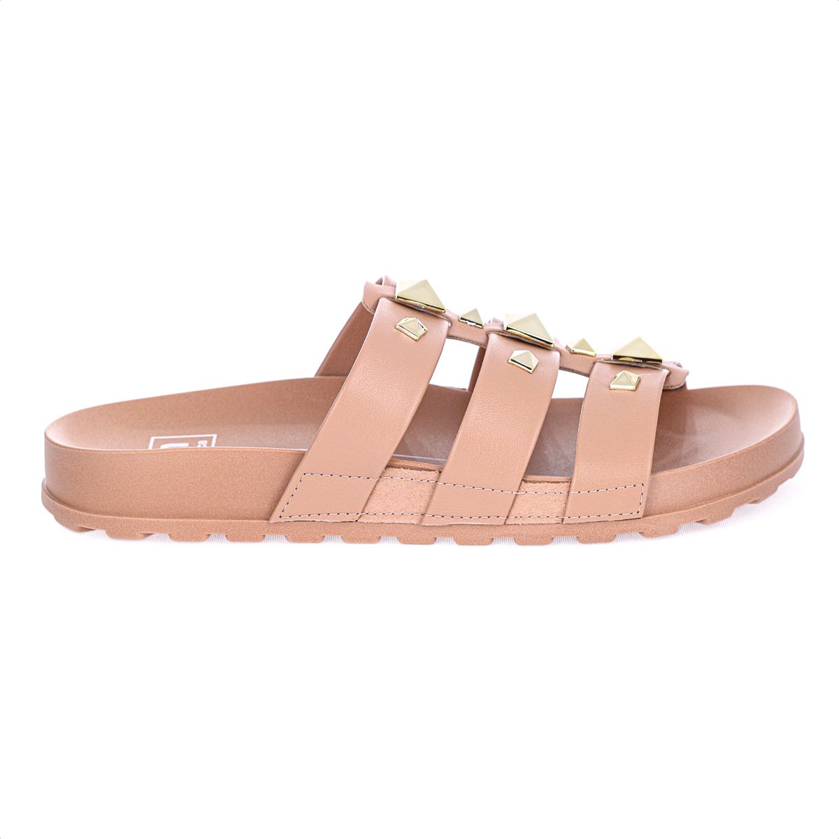 Sandalia Moleca Papete Spikes Nude - Feminino Bege 2
