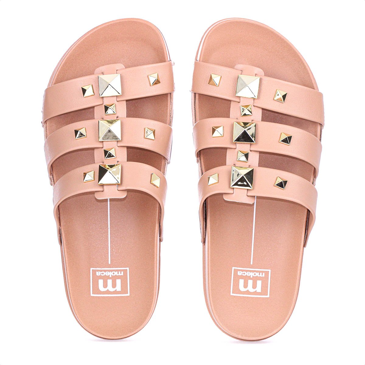 Sandalia Moleca Papete Spikes Nude - Feminino Bege 6