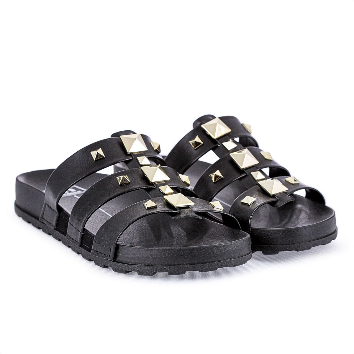 Sandalia Moleca Papete Spikes Preto - Feminino Preto 4