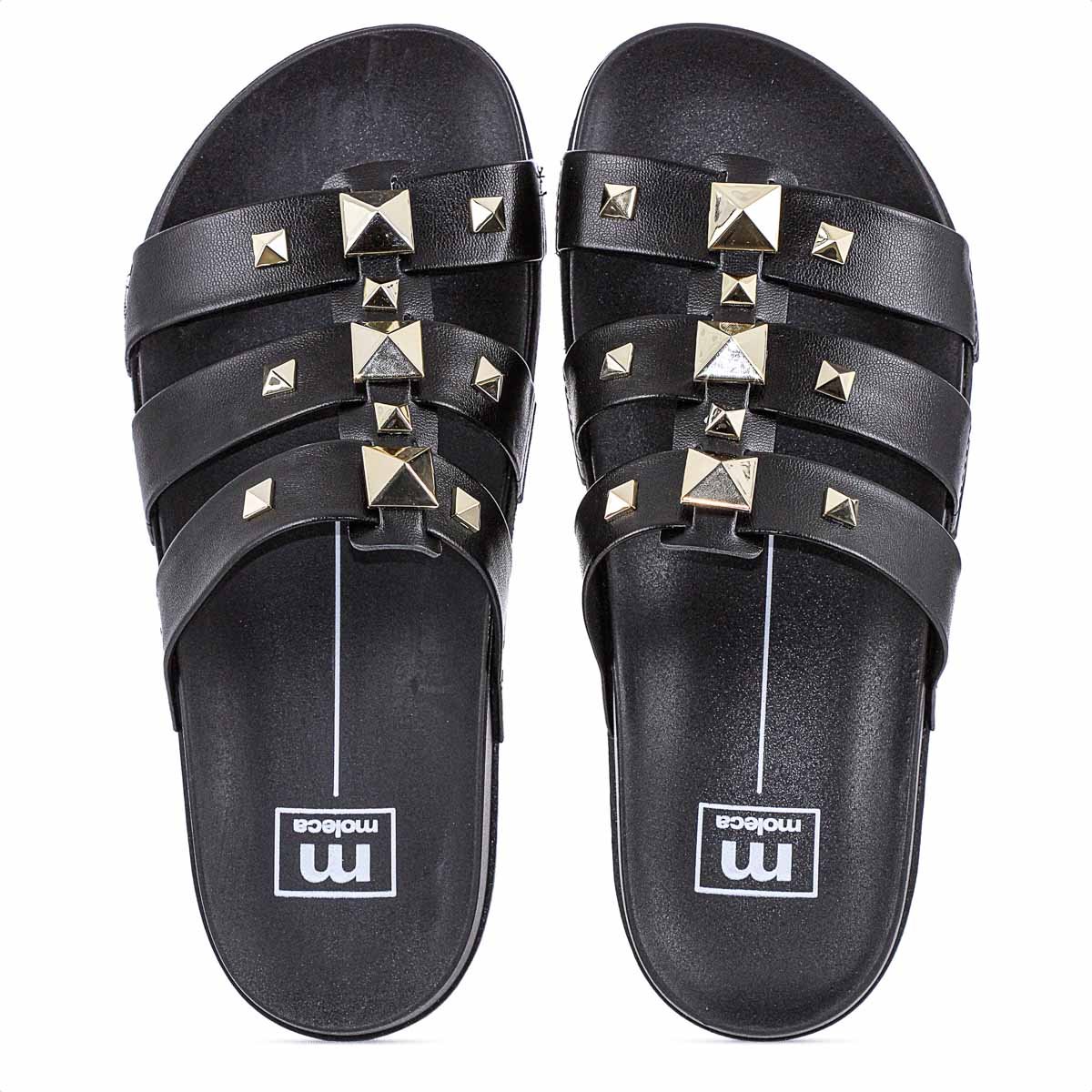 Sandalia Moleca Papete Spikes Preto - Feminino Preto 6