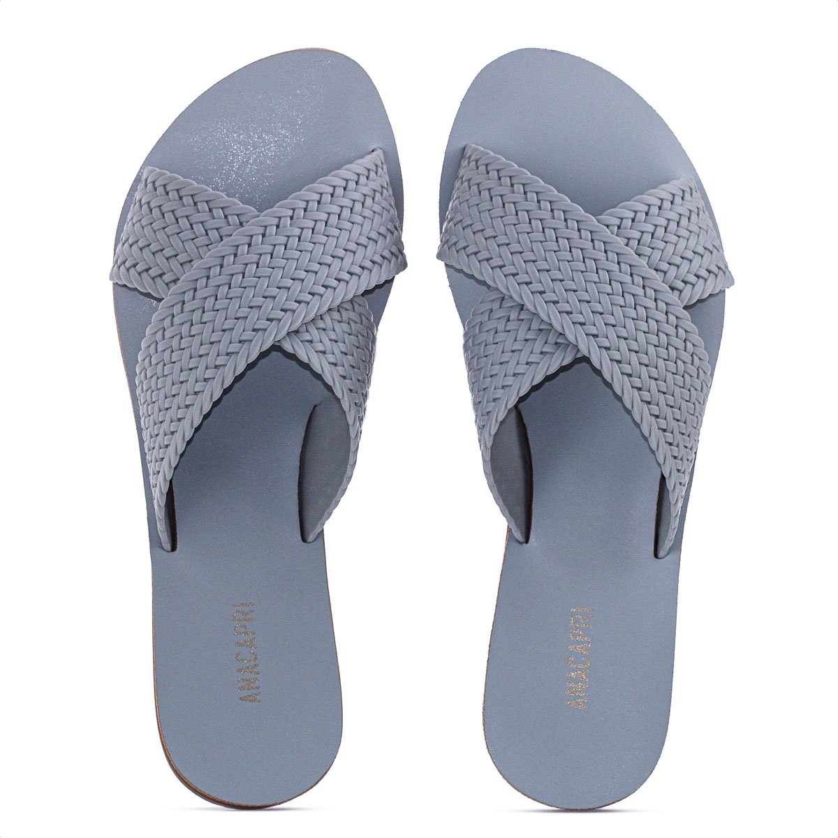 Rasteira Anacapri Tiras Cruzadas Trancada Monocolor Azul Claro - Feminino Azul 5