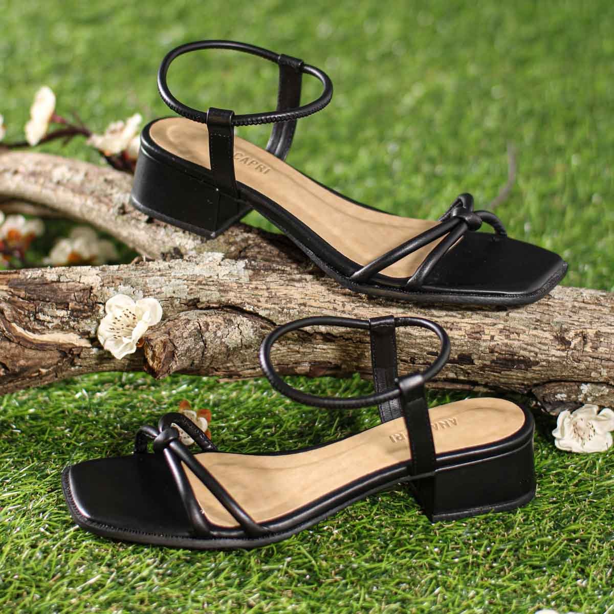 Sandalia Salto Baixo Anacapri Eco New Soft Preto - Feminino Preto 8