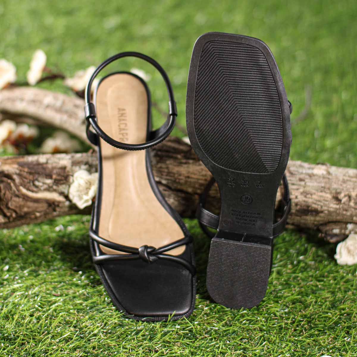 Sandalia Salto Baixo Anacapri Eco New Soft Preto - Feminino Preto 9