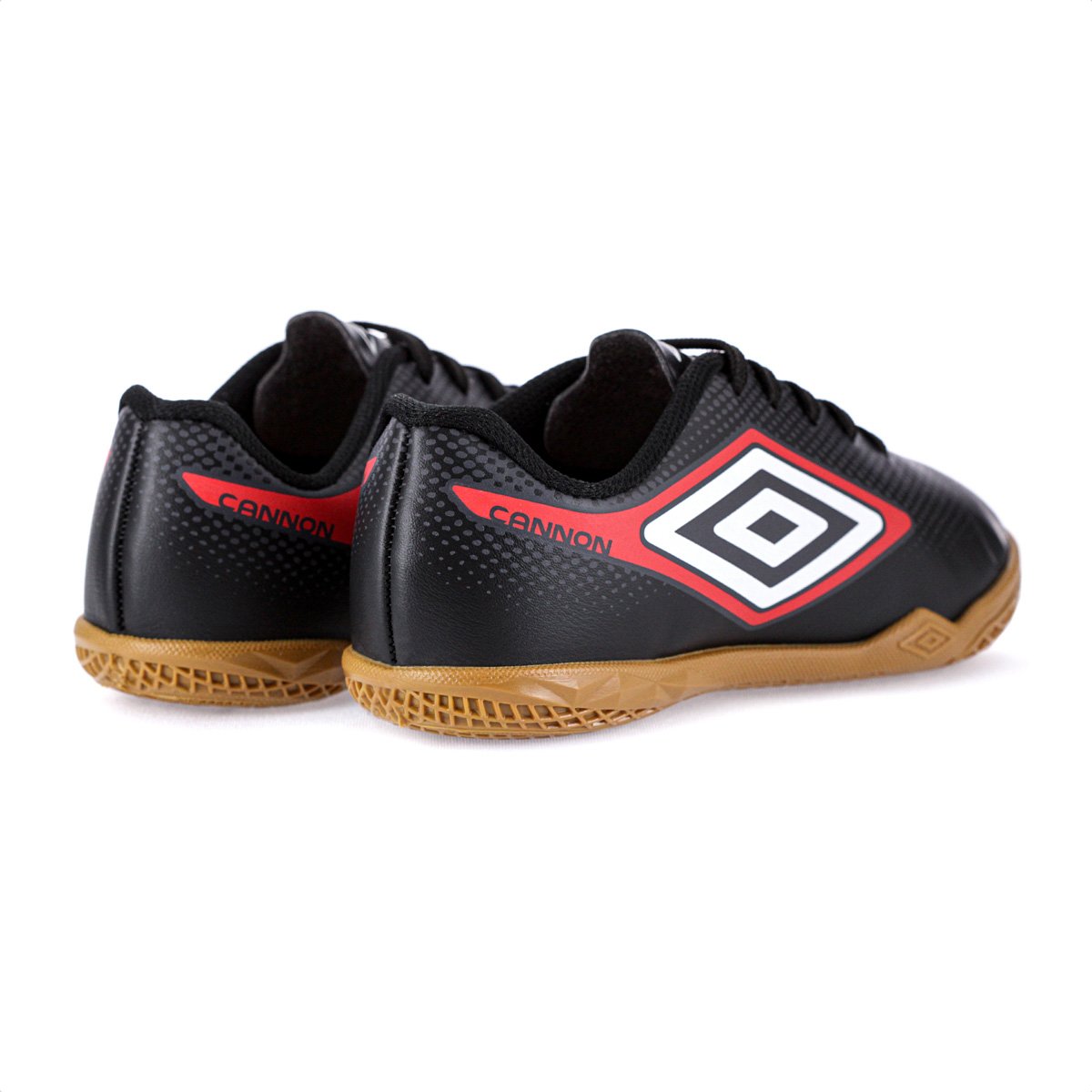 Chuteira Umbro Futsal Cannon Jr Preto Vermelho e Branco - Infantil Preto 4