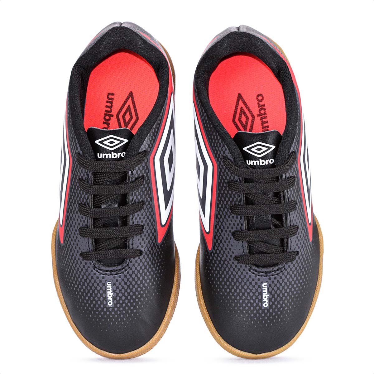 Chuteira Umbro Futsal Cannon Jr Preto Vermelho e Branco - Infantil Preto 5