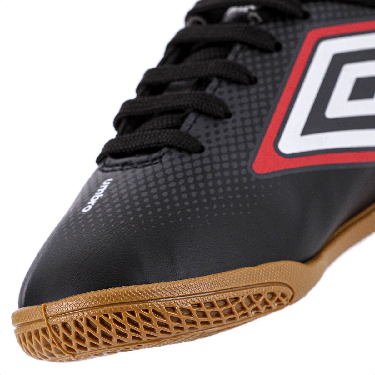 Chuteira Umbro Futsal Cannon Jr Preto Vermelho e Branco - Infantil Preto 7