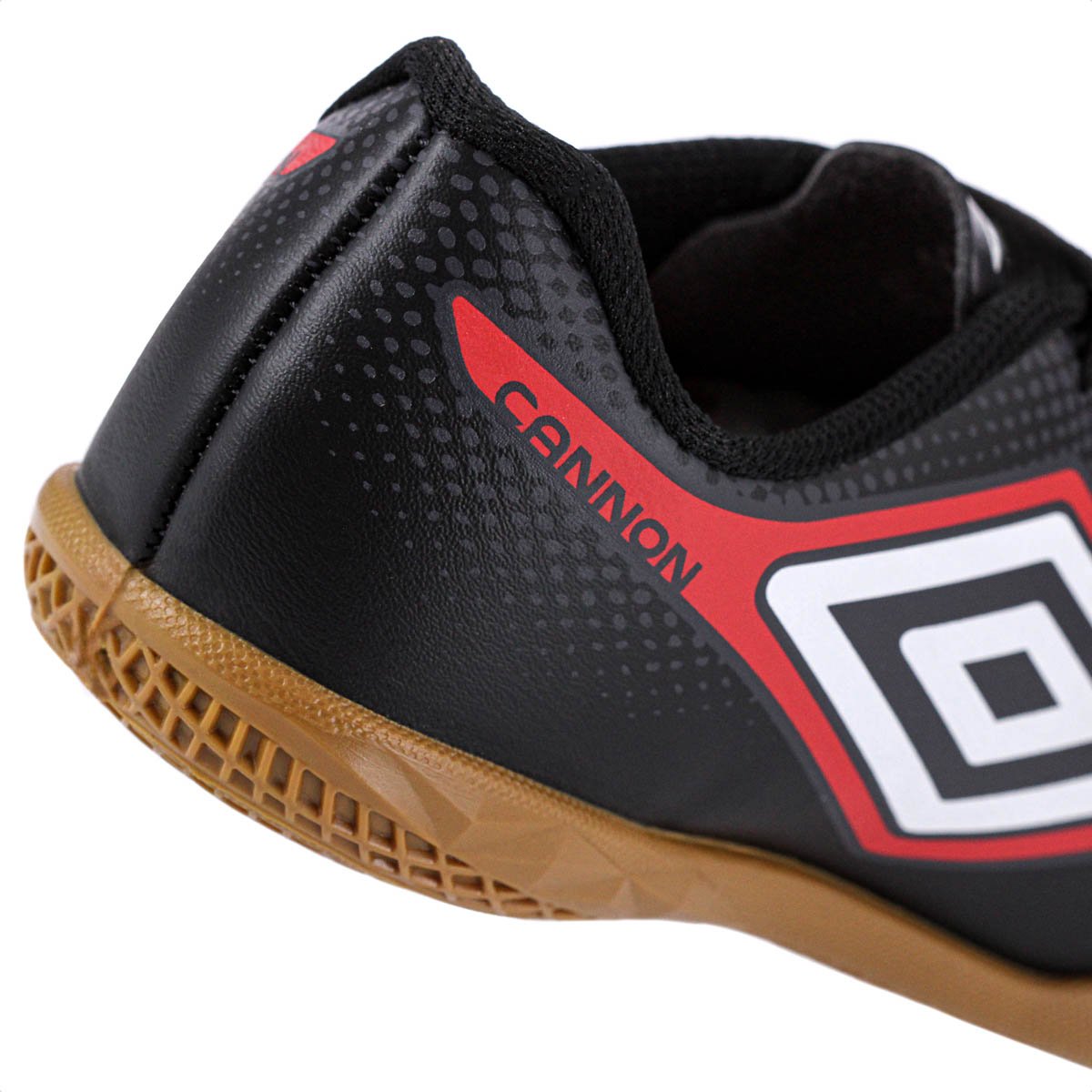 Chuteira Umbro Futsal Cannon Jr Preto Vermelho e Branco - Infantil Preto 8