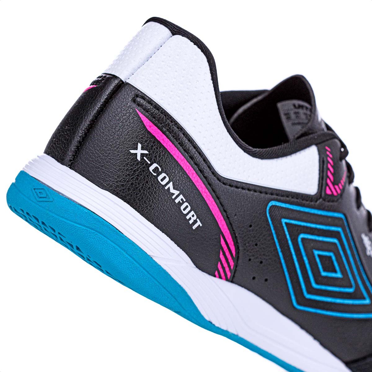 Chuteira Umbro Futsal X Confort Preto Azul e Branco - Masculino Preto 8