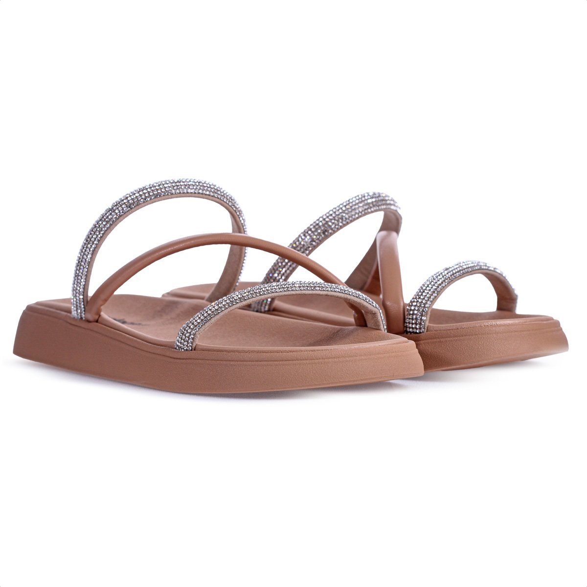 Sandalia Moleca Tira Tripla Rose e Prata - Feminino Rosa 3