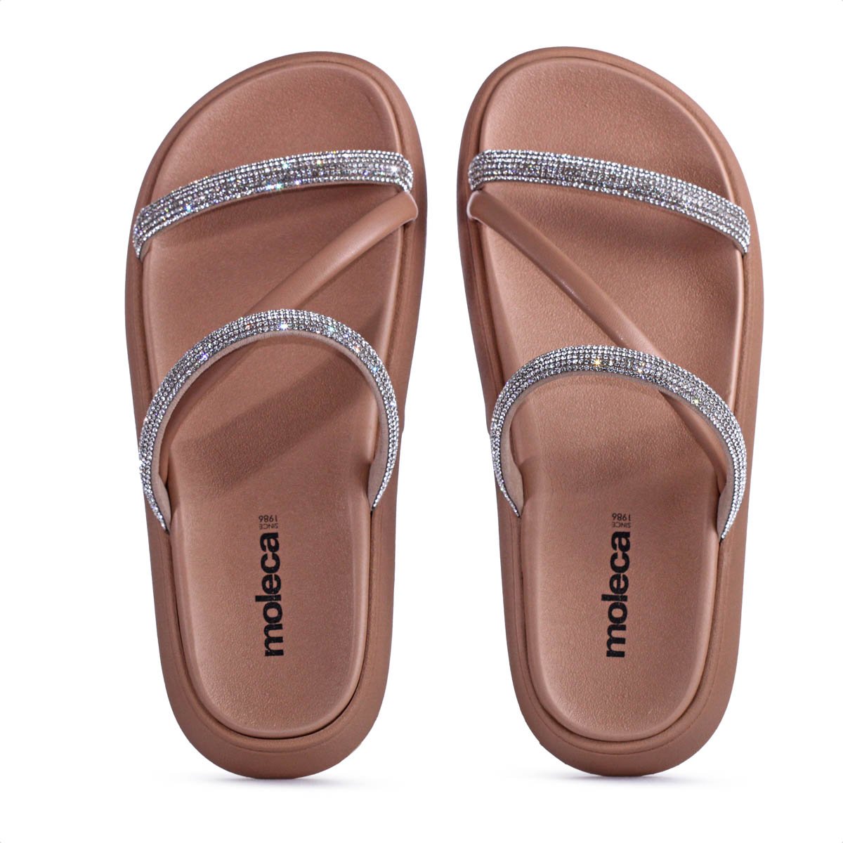 Sandalia Moleca Tira Tripla Rose e Prata - Feminino Rosa 5