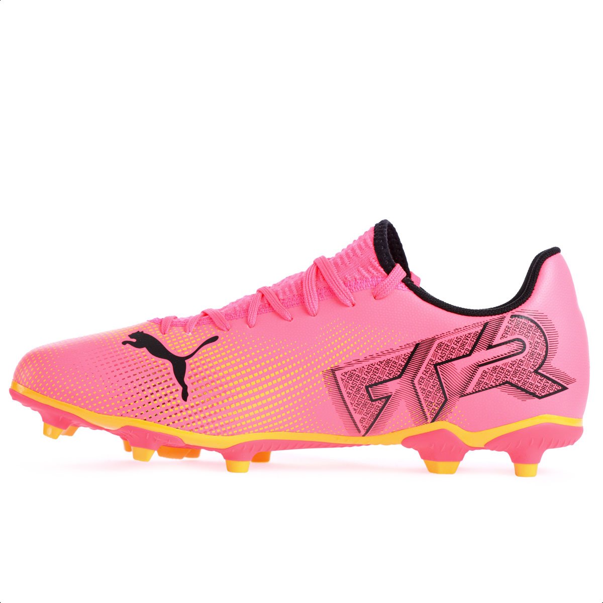 Chuteira Puma Campo Future 7 Play Rosa Preto e Amarelo - Masculino Rosa 3