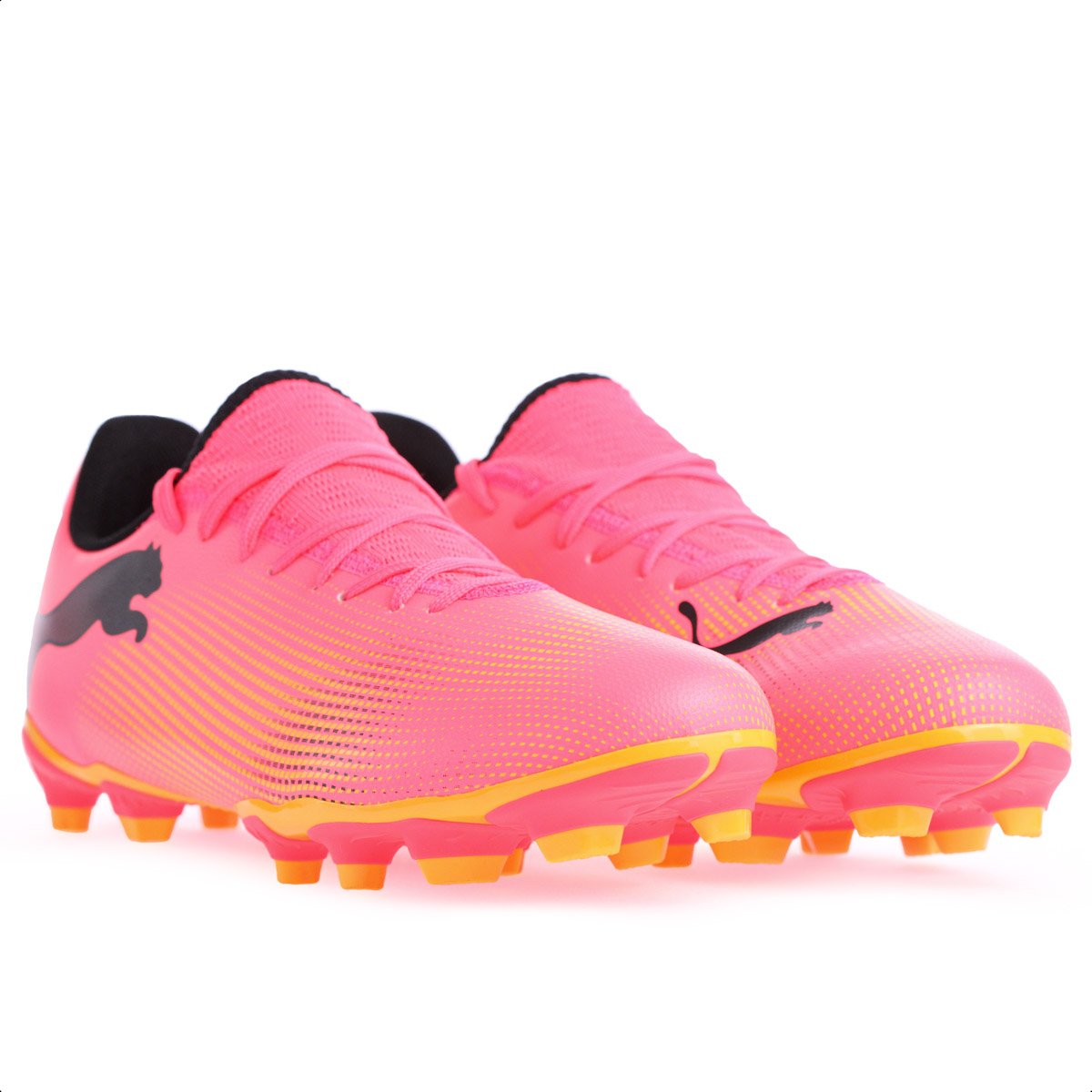 Chuteira Puma Campo Future 7 Play Rosa Preto e Amarelo - Masculino Rosa 4