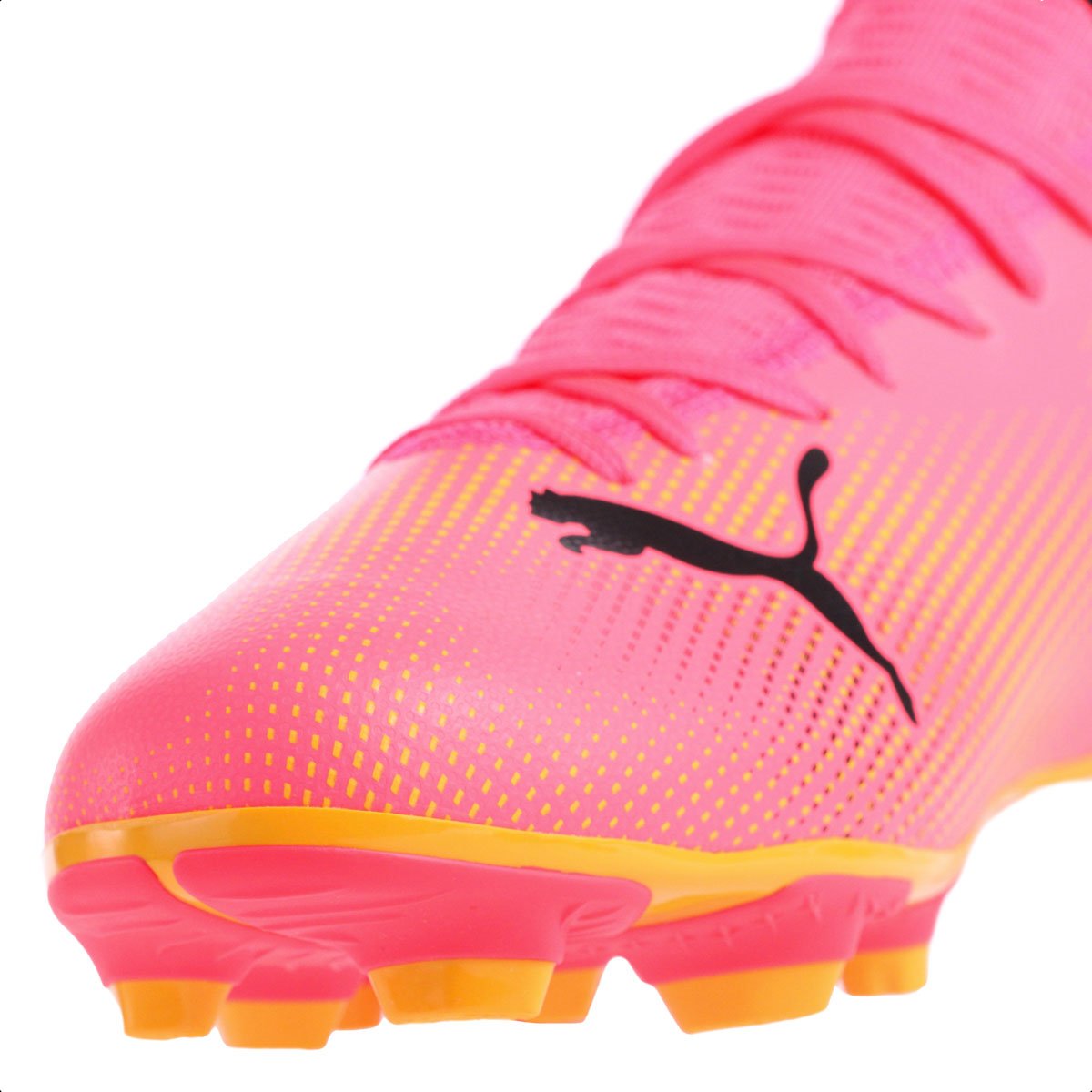 Chuteira Puma Campo Future 7 Play Rosa Preto e Amarelo - Masculino Rosa 8