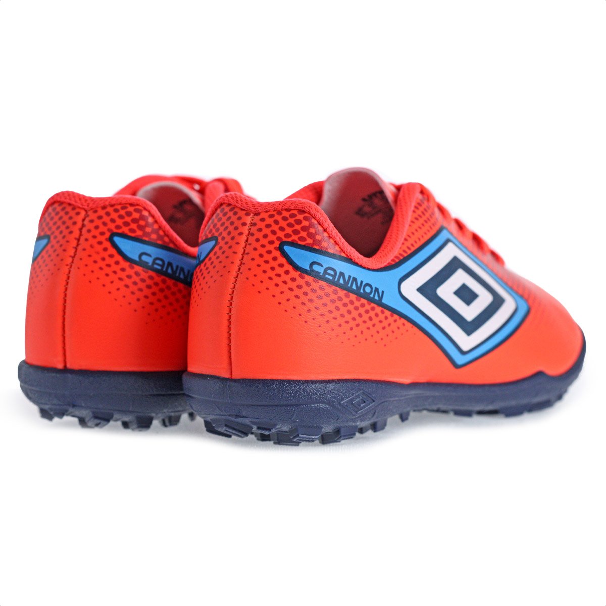 Chuteira Umbro Society Cannon JR Coral Vermelho e Azul - Infantil Coral 5