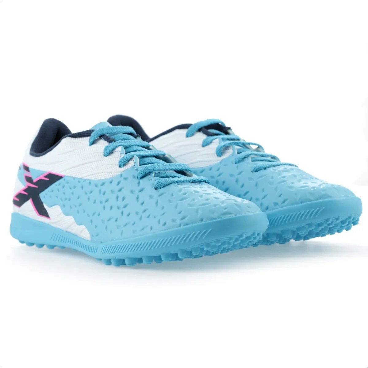 Chuteira OXN Society Genio 4 PRO Azul e Branca  - Infantil Azul 3