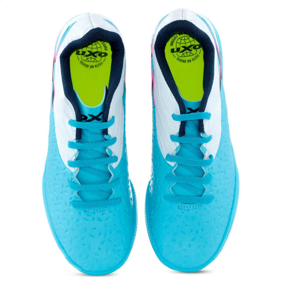 Chuteira OXN Society Genio 4 PRO Azul e Branca  - Infantil Azul 5