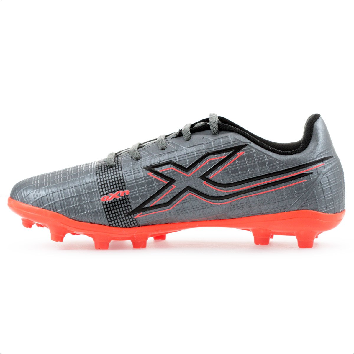 Chuteira OXN Campo Velox 4 Cinza e Laranja - Infantil Cinza 2