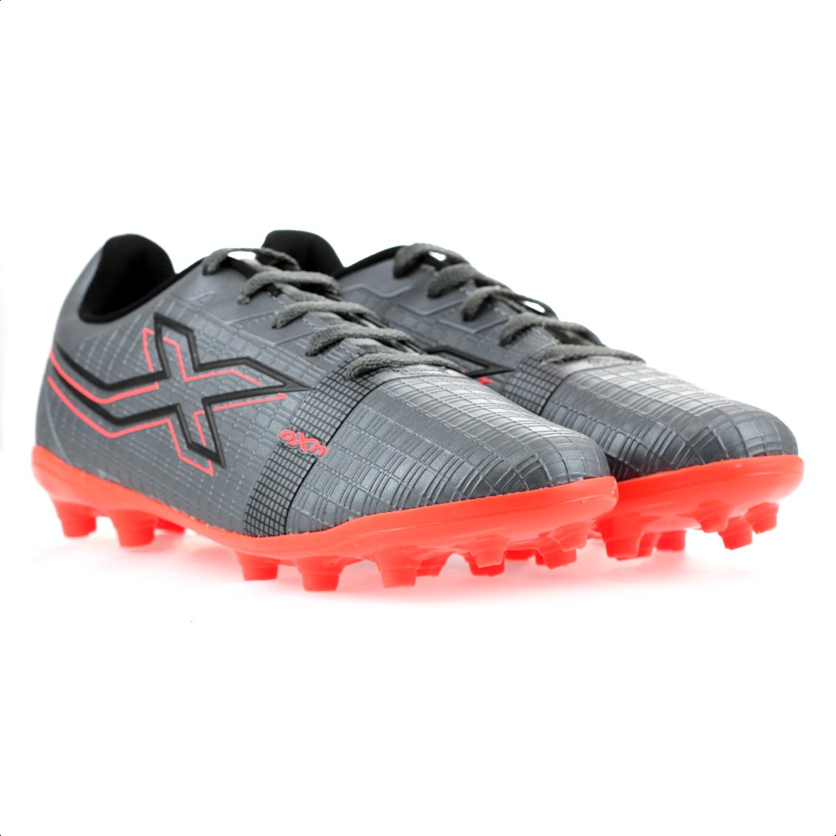 Chuteira OXN Campo Velox 4 Cinza e Laranja - Infantil Cinza 3