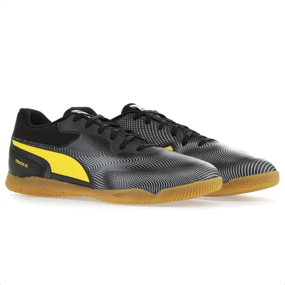 Chuteira Puma Futsal Truco III Preta e Amarela - Masculina Preto 3