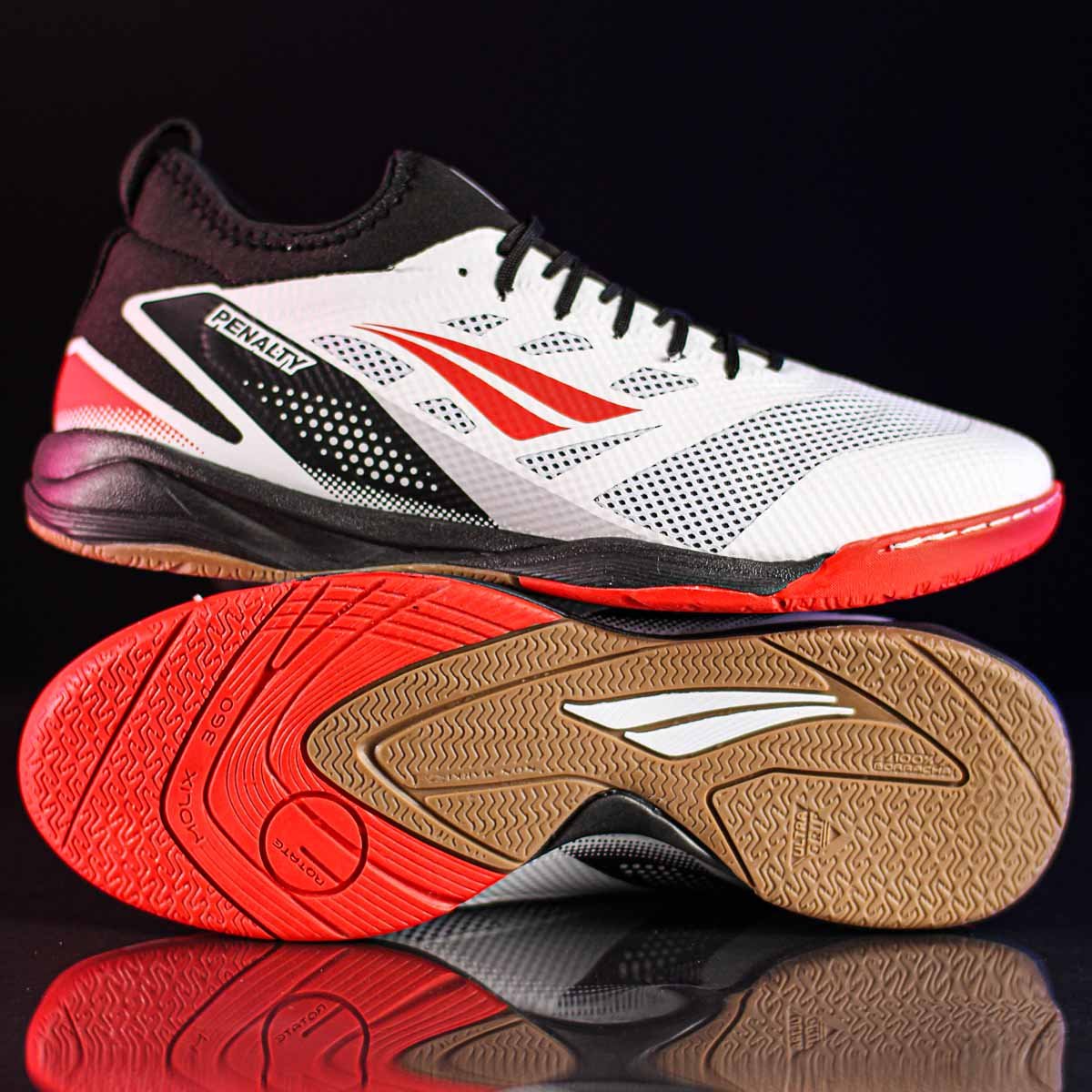 Chuteira Penalty Futsal Max 500 Locker Y-3 Branco Preto e Vermelho - Masculino Branco 6