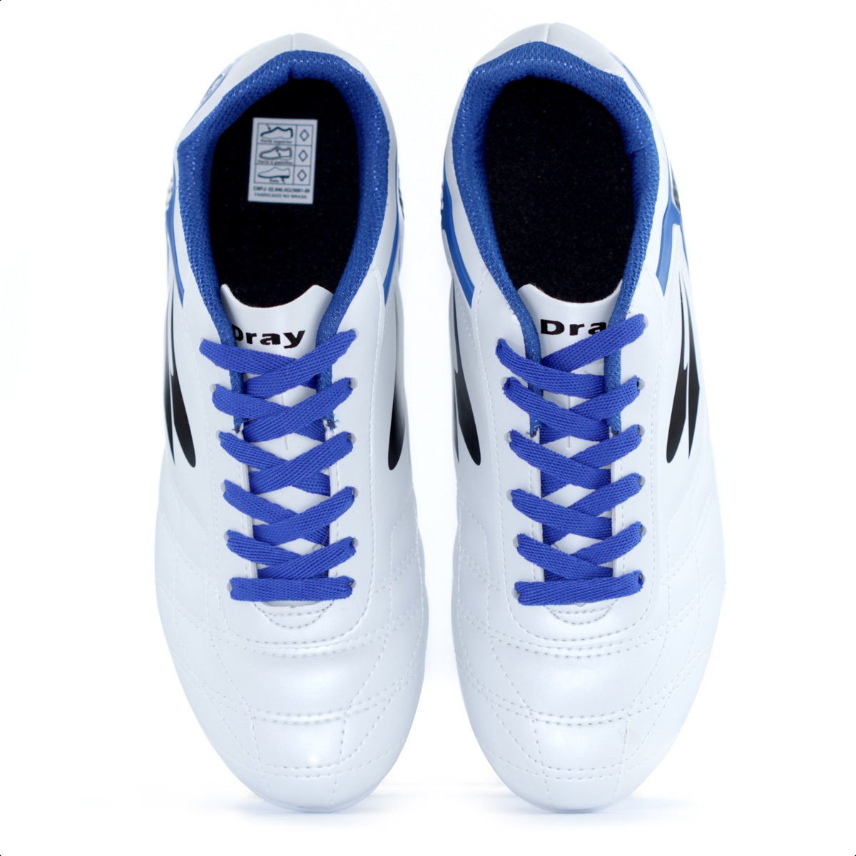 Chuteira Dray Campo 389 Branca e Azul - Infantil Branco 5