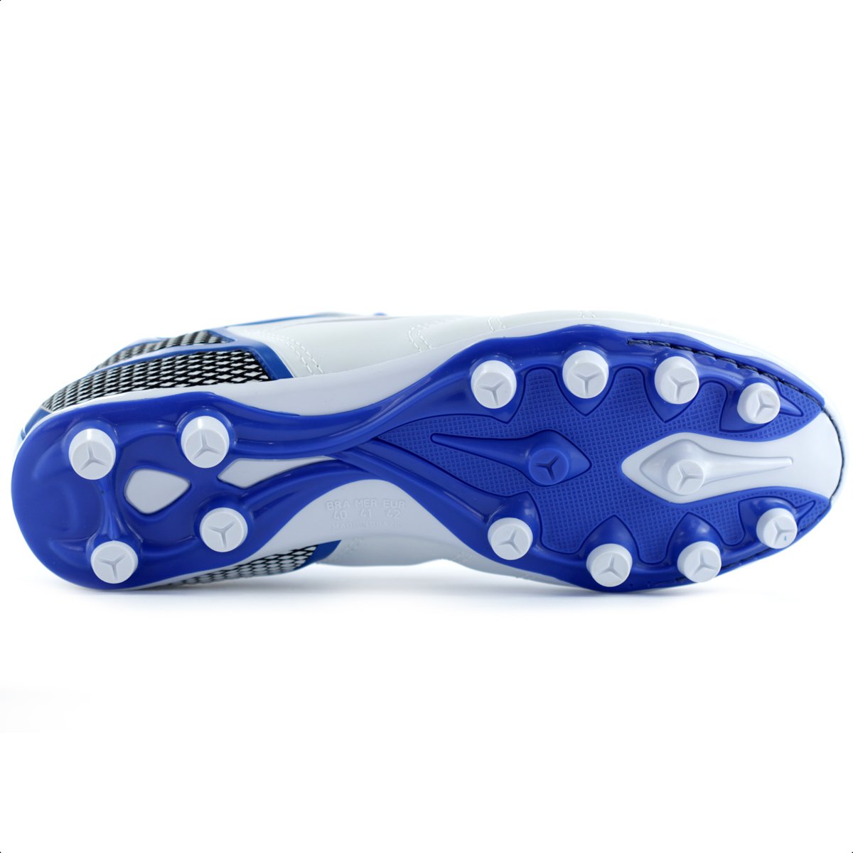 Chuteira Dray Campo 389 Branca e Azul - Infantil Branco 6