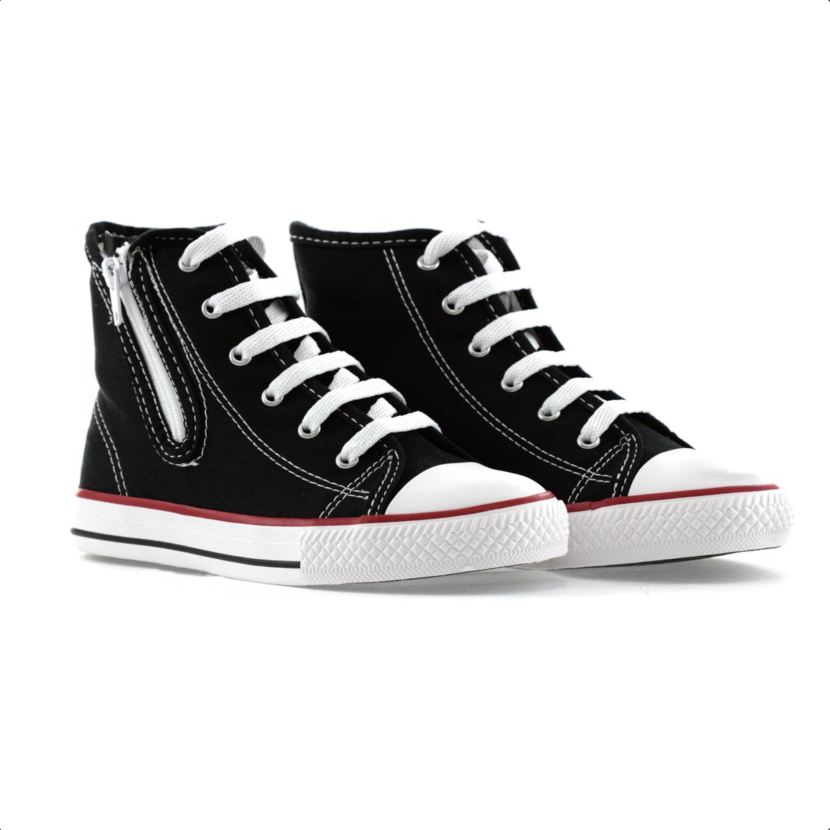 Tenis Diversao Canvas Hi Ziper Preto - Infantil Preto 3