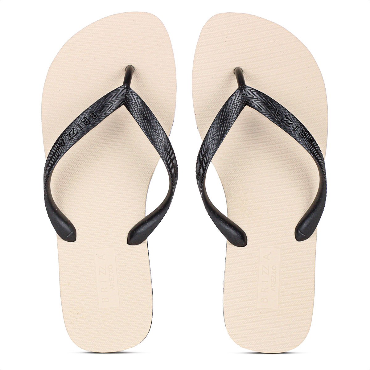 Chinelo Brizza Arezzo Roma Basics Bicolor Bege e Preto - Feminino Bege 1