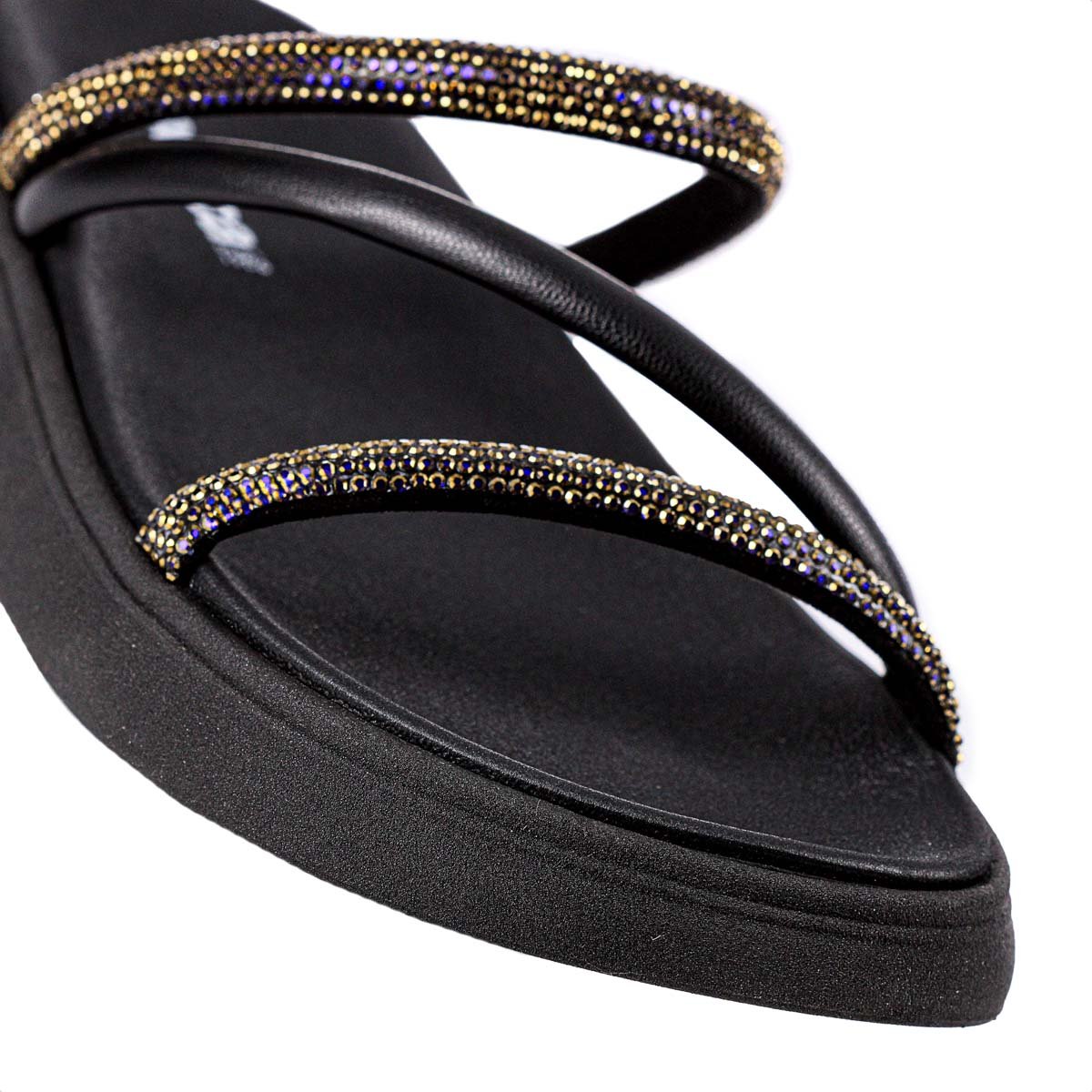 Sandalia Moleca Tira Tripla Preto e Bronze -  Feminino Preto 7
