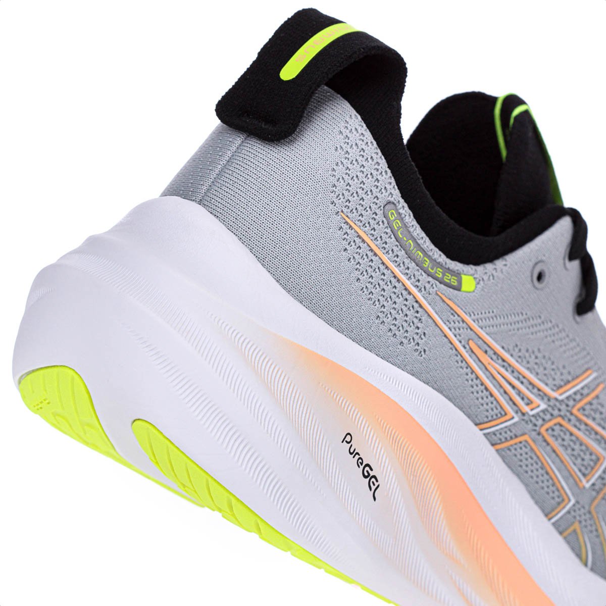 Tenis Asics Gel-Nimbus 26 Cinza e Laranja  - Masculino Cinza 6