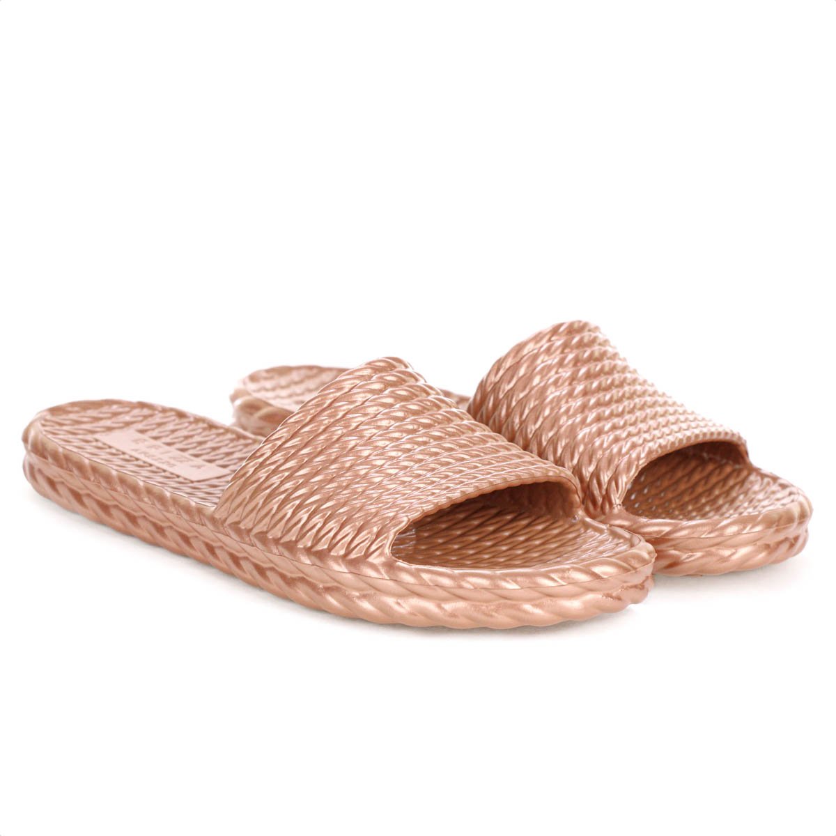 Chinelo Slide Brizza Arezzo EVA Marrocos Ambar Metal - Feminino Amarelo 2