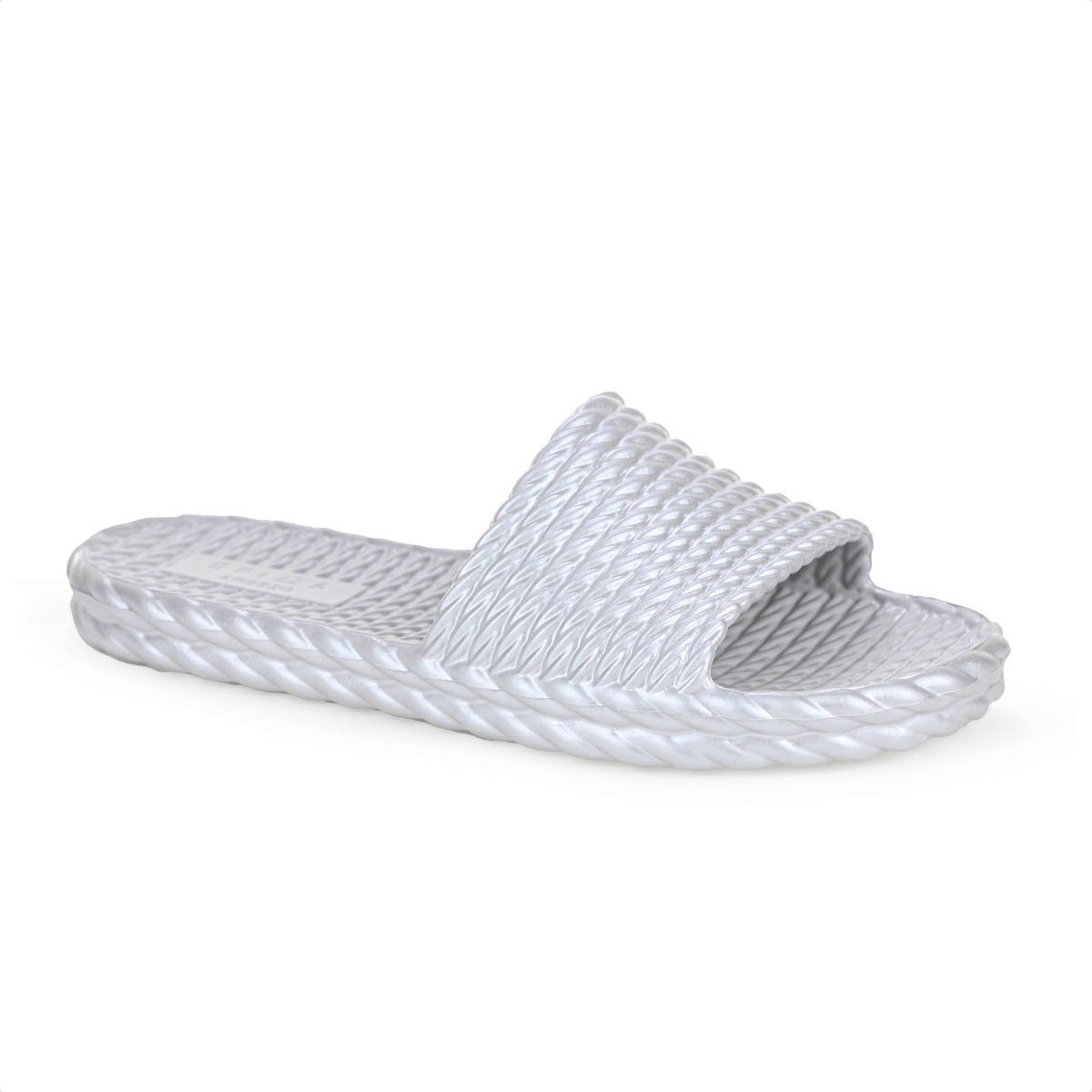 Chinelo Slide Brizza Arezzo EVA Marrocos Prata Metal - Feminino Prata 3