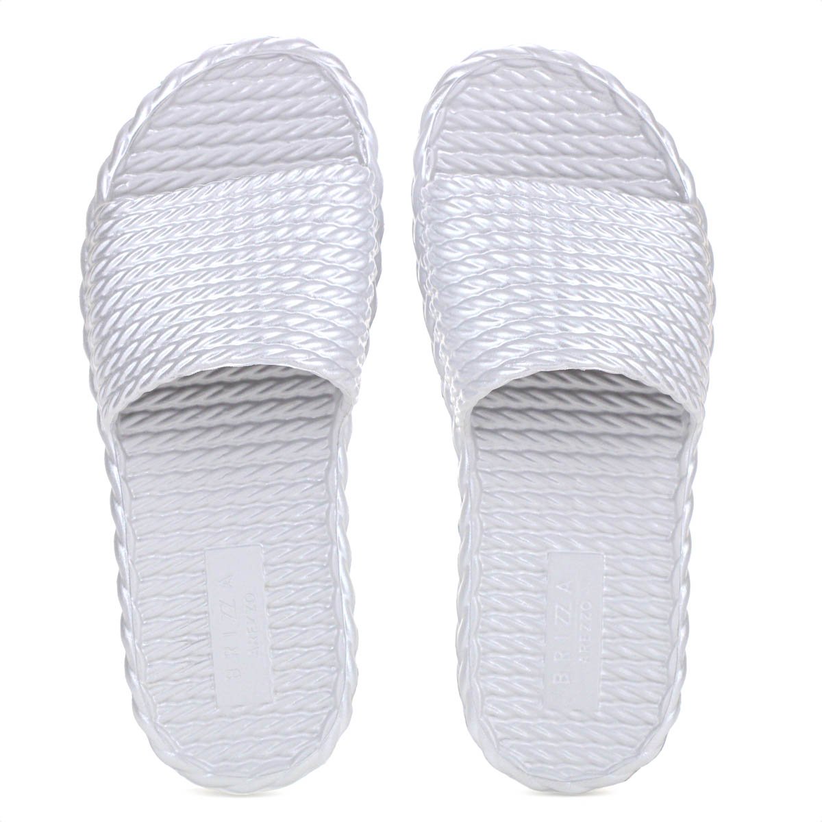 Chinelo Slide Brizza Arezzo EVA Marrocos Prata Metal - Feminino Prata 5