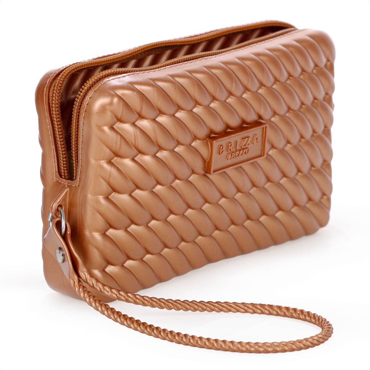 Bolsa Clutch Brizza Arezzo Alca Marrocos Marrom Metalizado - Feminino Marrom 5