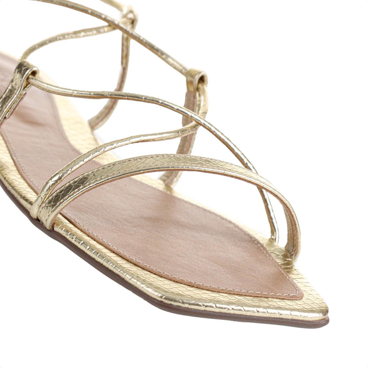 Sandalia Anacapri Amarracao Tiras Finas Snake Dourado - Feminino Dourado 6