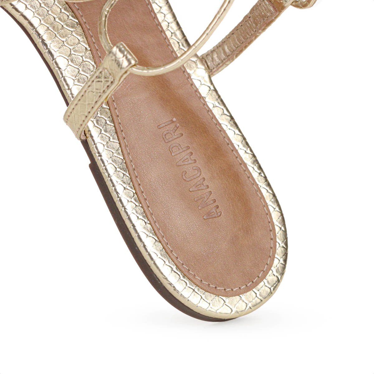 Sandalia Anacapri Amarracao Tiras Finas Snake Dourado - Feminino Dourado 7