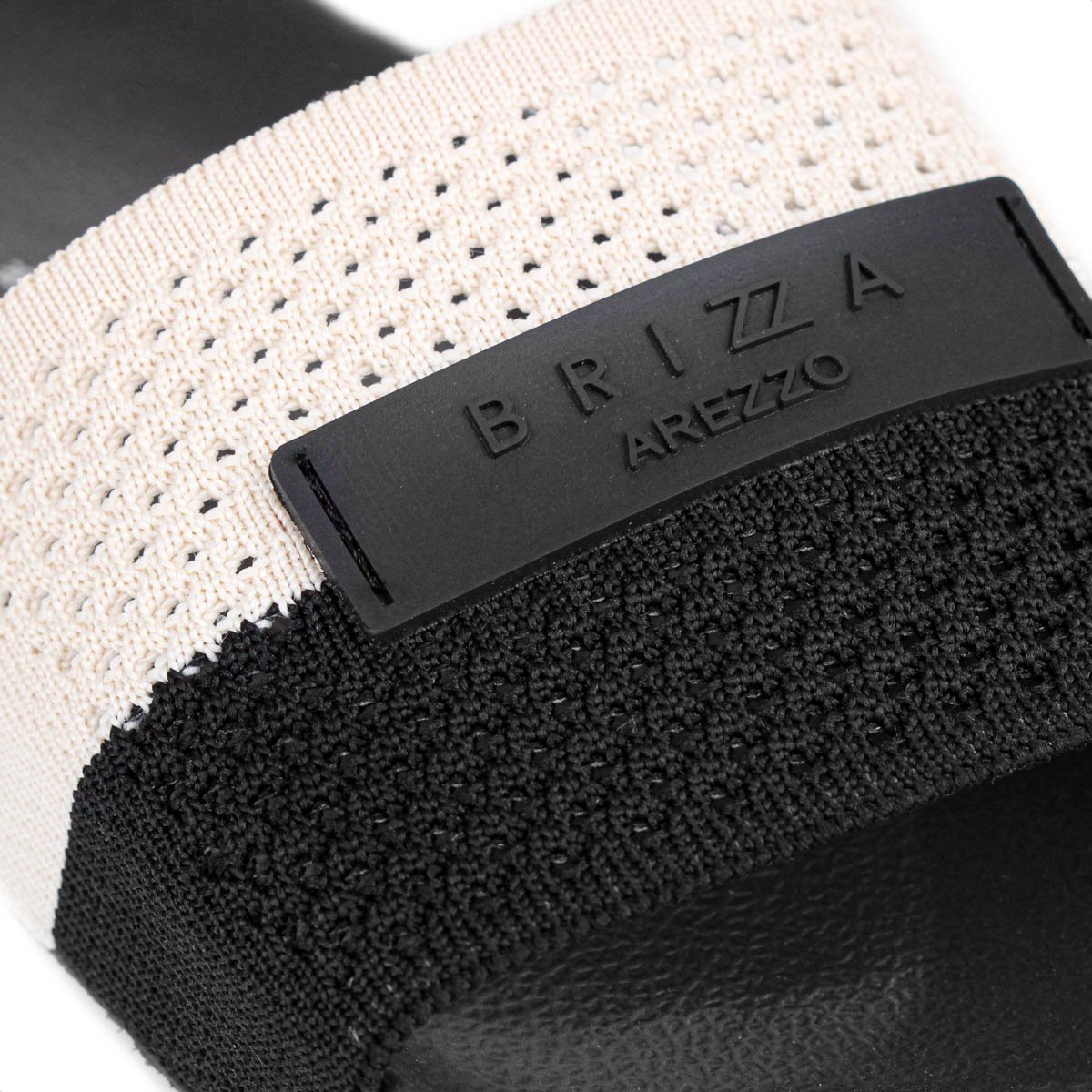 Chinelo Brizza Arezzo Slide Knit Bicolor Preto e Off White - Feminino Preto 7