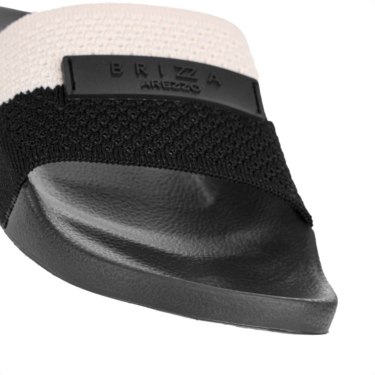 Chinelo Brizza Arezzo Slide Knit Bicolor Preto e Off White - Feminino Preto 8