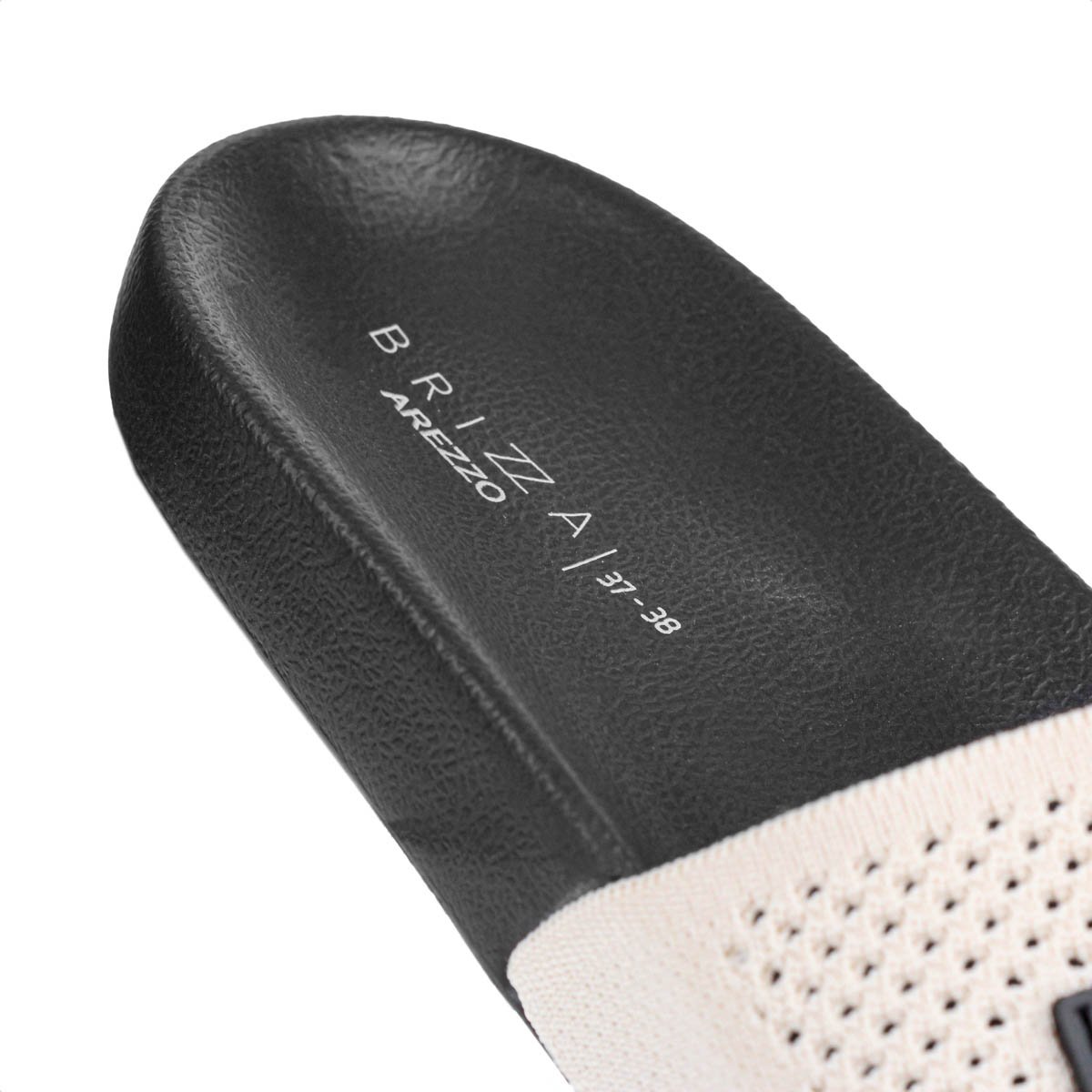 Chinelo Brizza Arezzo Slide Knit Bicolor Preto e Off White - Feminino Preto 9