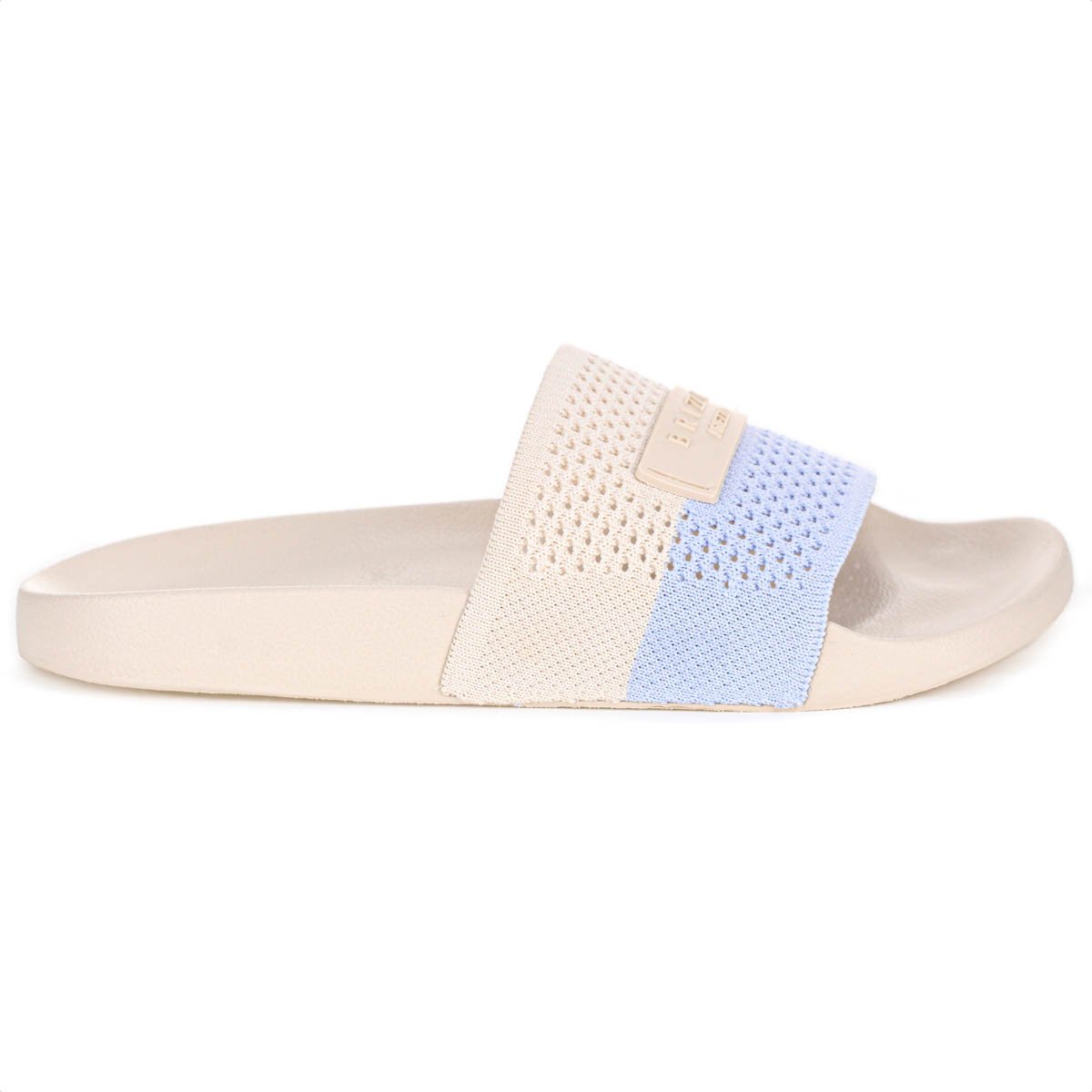 Chinelo Brizza Arezzo Slide Knit Bicolor Off White e Azul - Feminino Branco 2