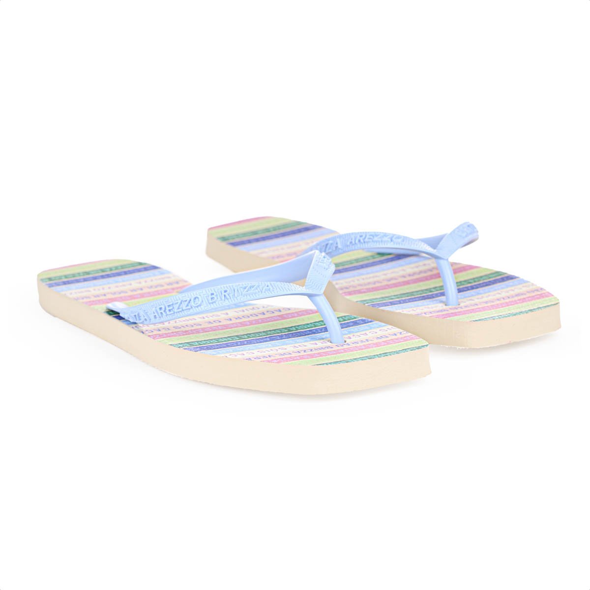 Chinelo Brizza Arezzo Bico Quadrado Square Fitinhas Color Azul - Feminino Azul 2