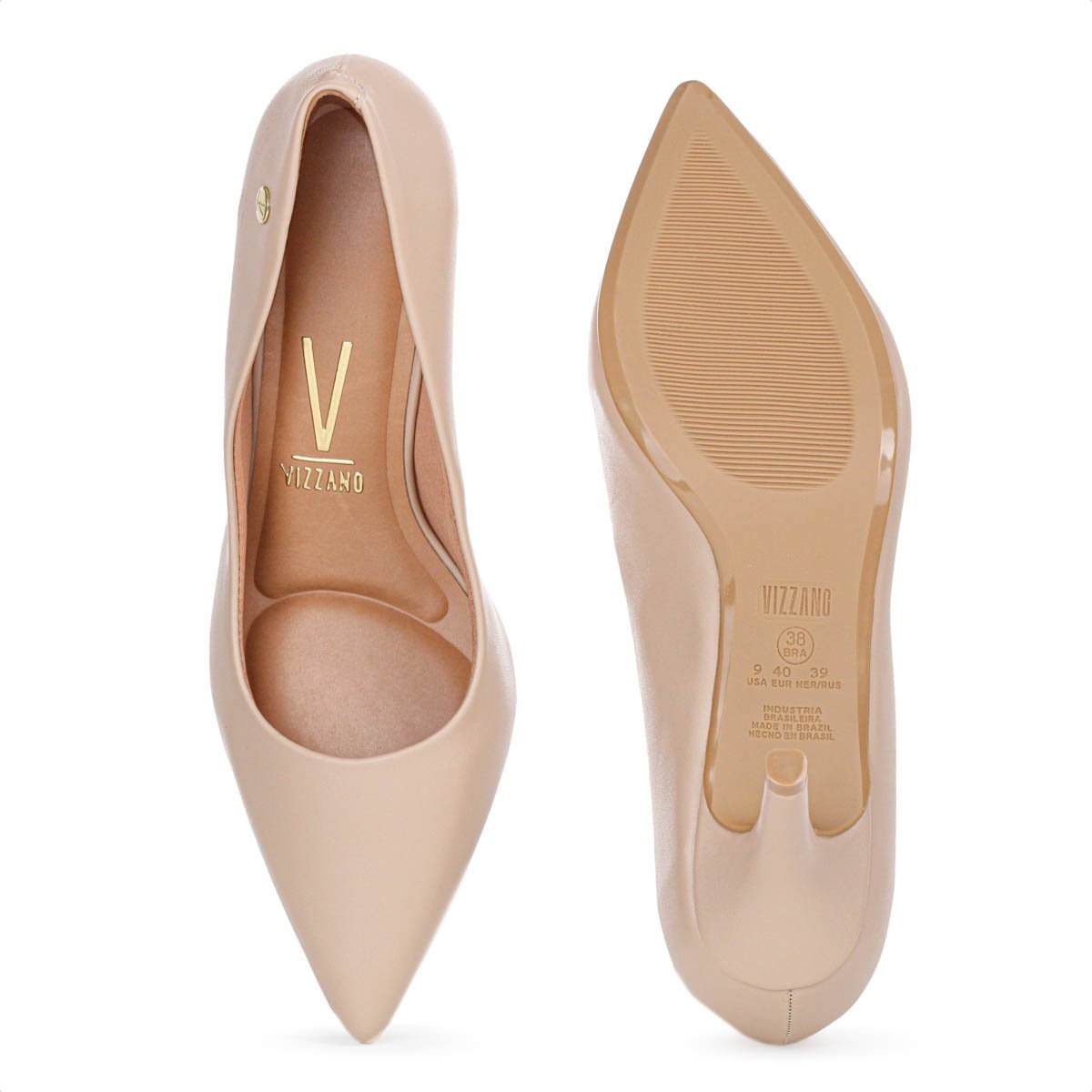 Scarpin Vizzano Pelica Salto Medio Fino Bege - Feminino Bege 6