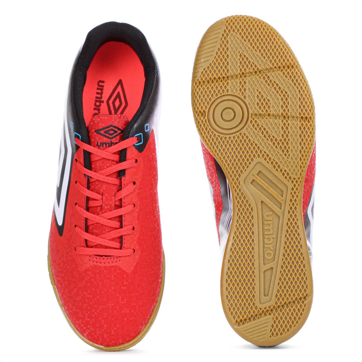 Chuteira Umbro Futsal Techno II Vermelho Preto e Azul - Masculino Vermelho 4