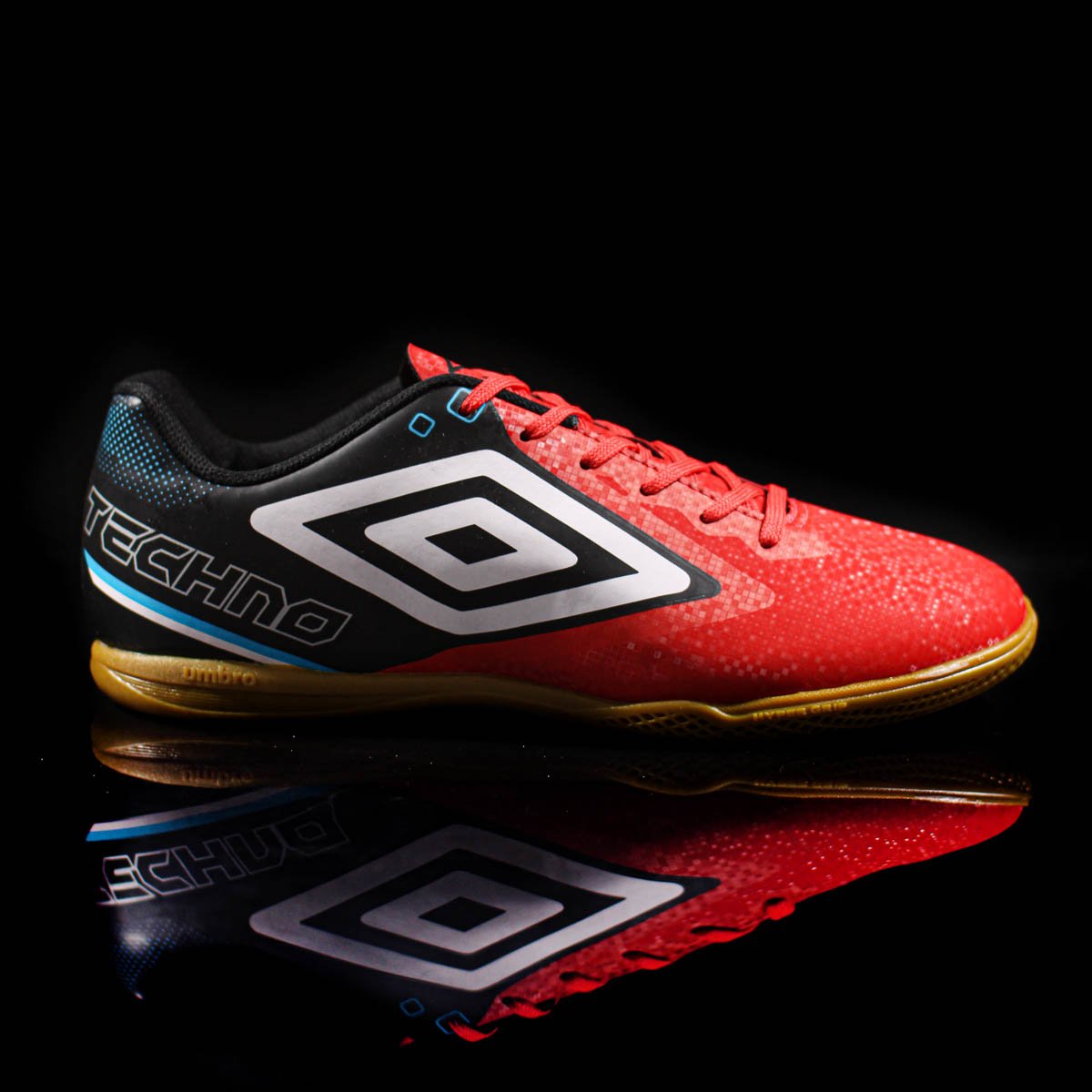 Chuteira Umbro Futsal Techno II Vermelho Preto e Azul - Masculino Vermelho 7